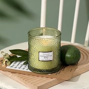 White Barn Eucalyptus Mint 3-wick candle with invigorating eucalyptus sage and fresh mint essential oils clean spa-like home fragrance experience