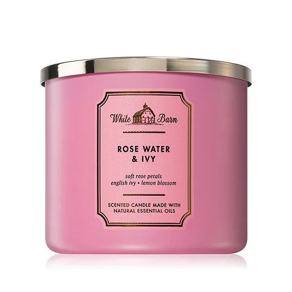 White Barn Rose Water and Ivy Premium 3-Wick Candle