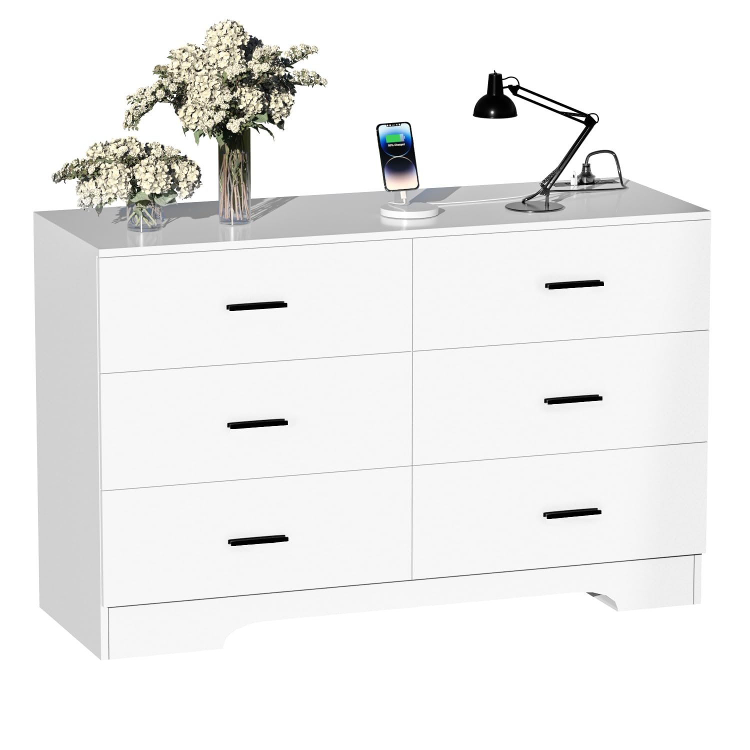 Classic White Farmhouse Six-Drawer Dresser