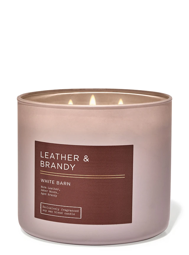 White Barn Leather and Brandy 3-Wick Candle